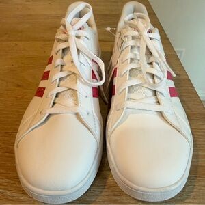 Adidas Women's White and pink glitter Sneakers NWT No box.